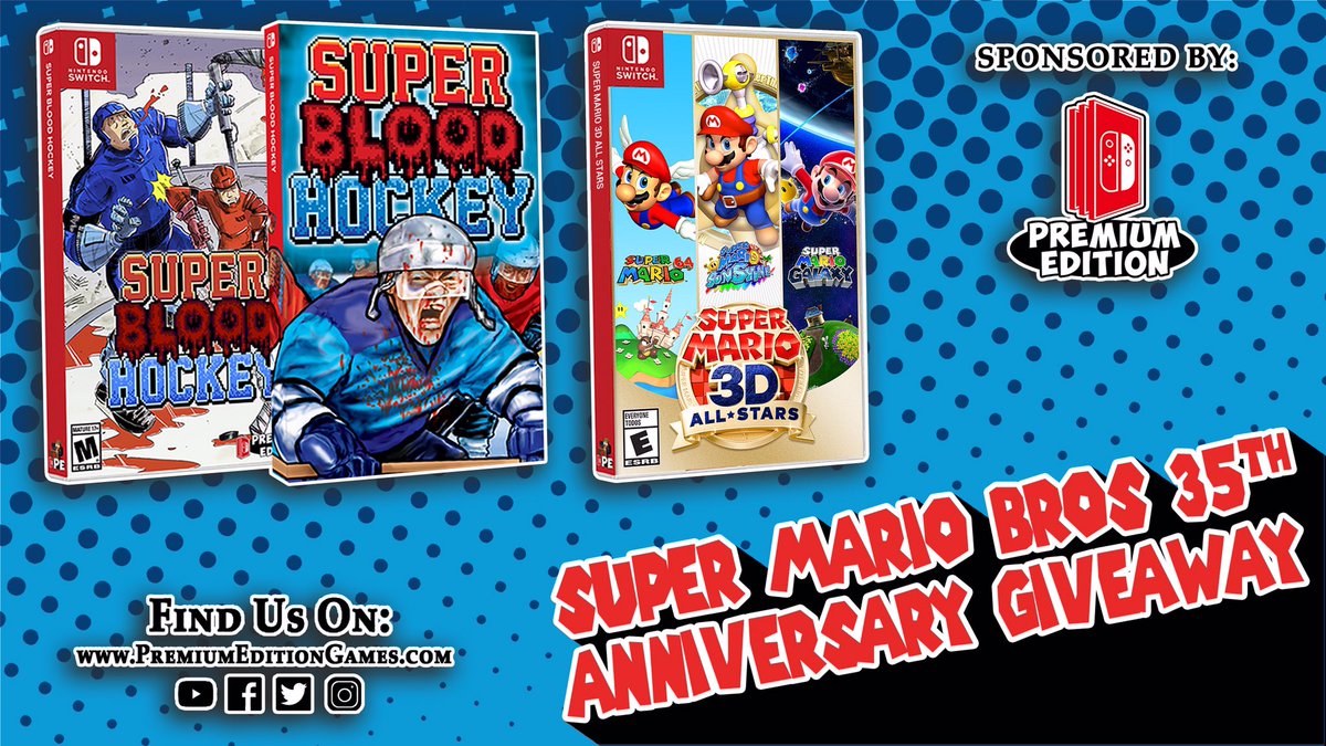 Want to win a copy of our first upcoming Switch physical, Super Blood Hockey, along with #SuperMario 3D All-Stars?!

Just give us a follow, like and RT!

Also, why not tag a friend while you’re at it?

Open to all regions and winner picked 10/2. 

#SwitchCorps