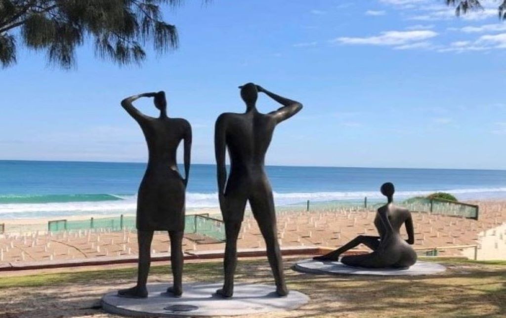 JesmoniteLtd's tweet photo. The Life Project AU, completed in Australia, is now sitting on the shores of Perth with quite the view. 

The three figures, made of AC830, sit at up to 3 metres tall and weigh over 400kg. 

Read more here: https://t.co/kvDqN26PjH 

#Jesmonite #AC830 #sculpture #Australia #Perth https://t.co/KckmBh7AEK
