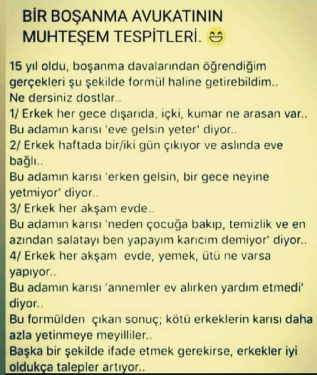 Erkekler İyi oldukça talepler artıyor....😁😁😁
Keyifli akşamlar olsun dostlara ☕👋