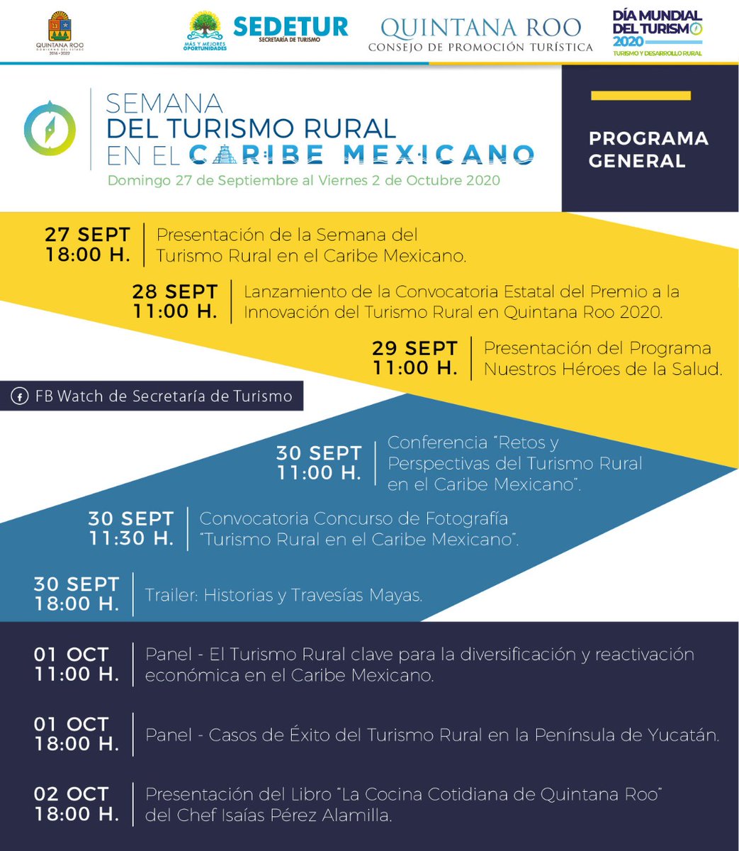 🔵 En el marco del Día Mundial del Turismo te invitamos a la Semana del Turismo Rural en el Caribe Mexicano del 27 de septiembre al 2 de octubre. ¡Únete a la interacción a través de nuestras redes sociales! #DíaMundialDelTurismoQROO