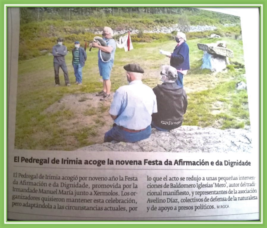 <a href="/IrmandadeManuel/">Irmandade Manuel María</a> e <a href="/ACXermolos/">Xermolos</a> organizaron no #PedregalDeIrimia a VIII #FestadaAfirmacióneDignidade. Houbo ofrenda floral, lectura do tradicional Manifesto de #BaldomeroIglesiasMero e tamén doutros colectivos. Non faltaron á cita #AlfonsoBlanco #RaúlGalego #Mero e #Valdi