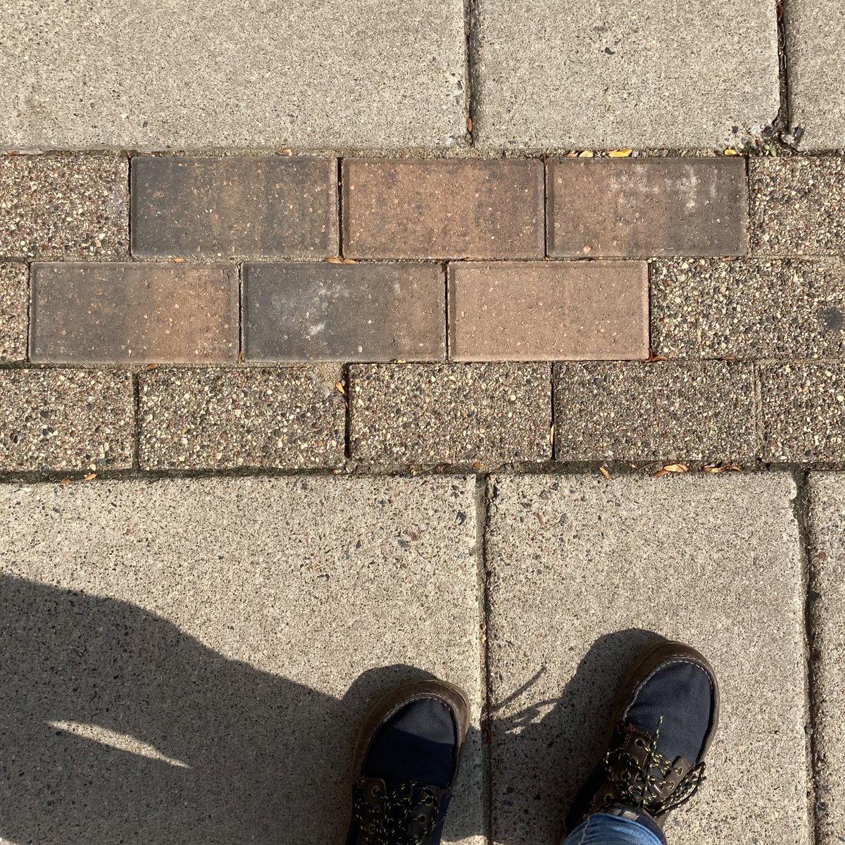 Random business corridor decorative sidewalk brickwork needed some repair.