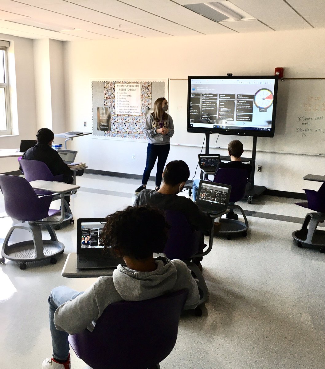 MsMarcumBGISD's tweet image. Masked Ss too quiet? @villerot_bghs leverages live &amp;amp; digital discussion with @padlet to pry out those quiet thoughts in Ss’ heads in their quite thoughtful analysis of @AmyTan’s ‘Fish Cheeks’! Then, a reflection on her White House speech with @edpuzzle! @BGHSPurplesNews #kydlc