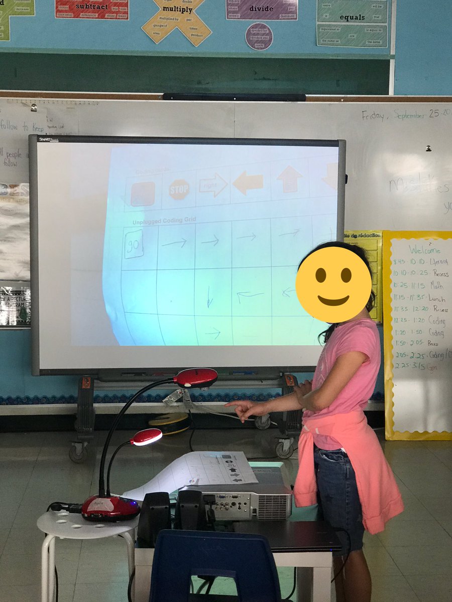 MsAyala_tdsb's tweet image. Ss participated in their first unplugged coding lesson. Ss used symbols and positional language to write and explain their code to get to their mask. @FairbankPS #OntMathCoding 🧩🧠 @MelissaSeco @TeachMsPike #lucysmask