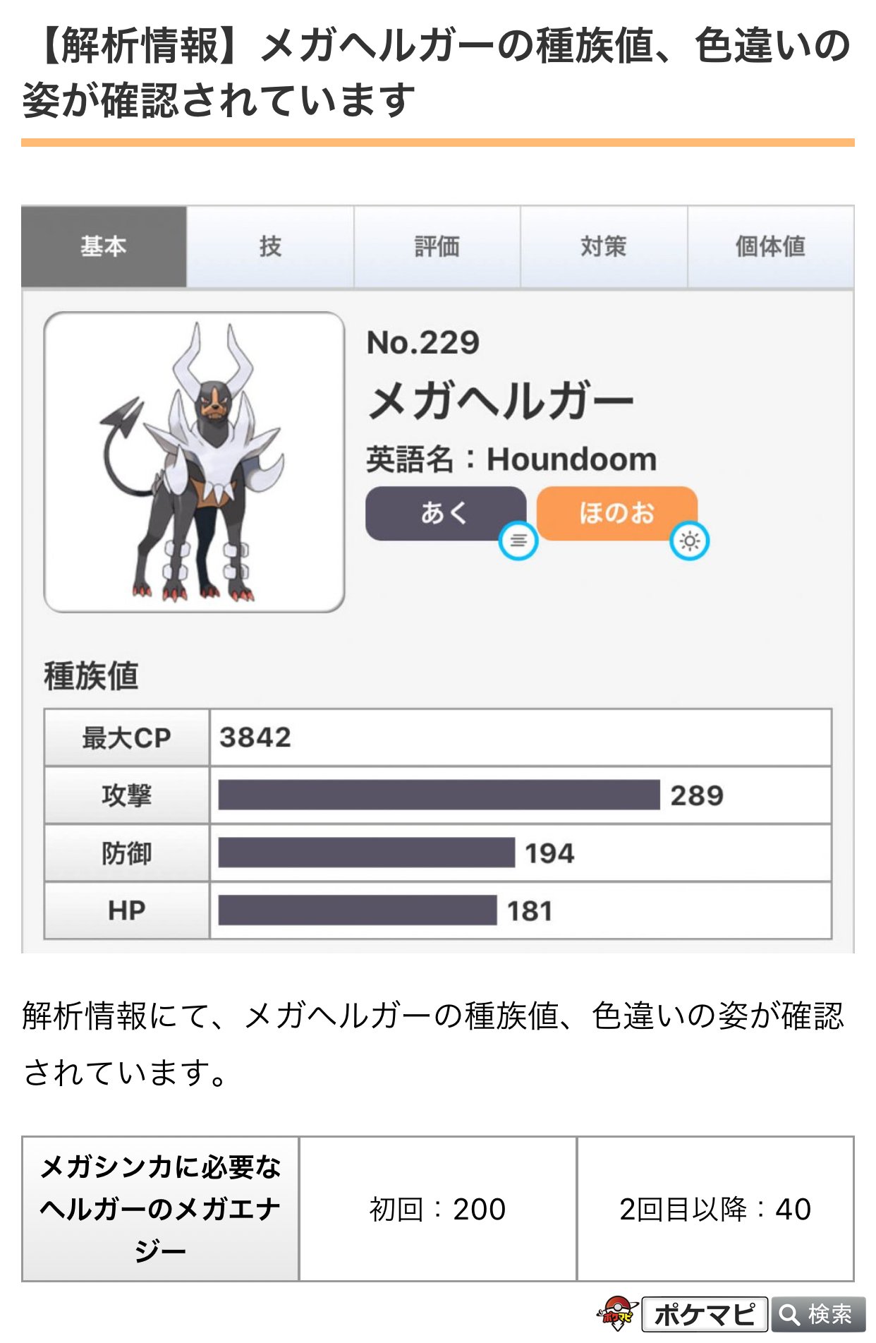 O Xrhsths ポケモンgo攻略情報 ポケマピ Sto Twitter 解析情報にて メガヘルガーの種族値と色違いの姿が確認されています T Co Ffw5ja7sc0 ポケモンgo メガヘルガー T Co Gfcu8srkbt Twitter