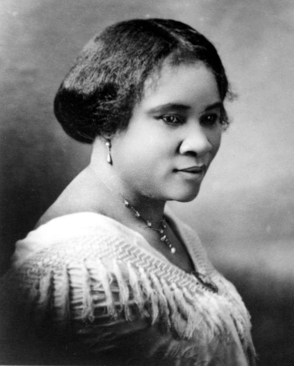 Madam C.J. Walker (December 23, 1867 – May 25, 1919). Against the mistreatment of People of Color and the societal expectation of women to remain out of finance, Madam Walker rose to become the first woman millionaire in America by creating products made by and for black women.