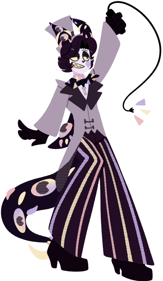 Cosmo!!!- Mignyan (Closed Species)- Circus ringleader- One of my handful of nonrobot ocs- Male / Pansexual / Will bite you unprompted, probably- feral