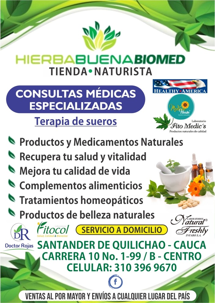 Twitter 上的 HX Publicidad："👉🍃 En Hierbabuena Biomed #SantanderDeQuilichao - Tienda / Pregunta por médicas especializadas, de sueros. Todo en productos y medicamentos naturales y mucho más. ¡Te esperamos! en