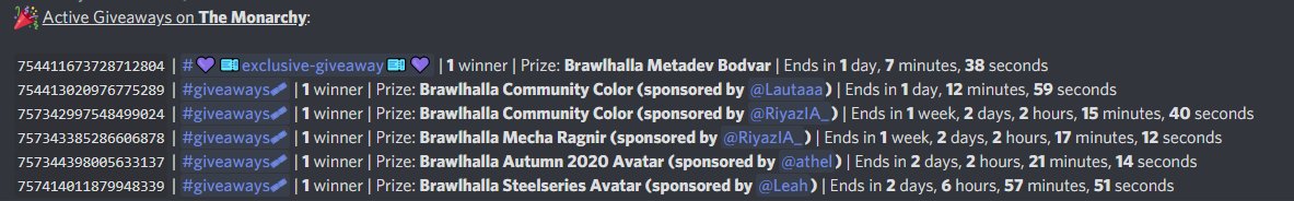 I have noticed an uptick in the number of giveaway around the various Brawlhalla twitter accounts. Therefore, there will not be a giveaways on my twitter account this week. In the meantime feel free to join my discord for the other giveaways!