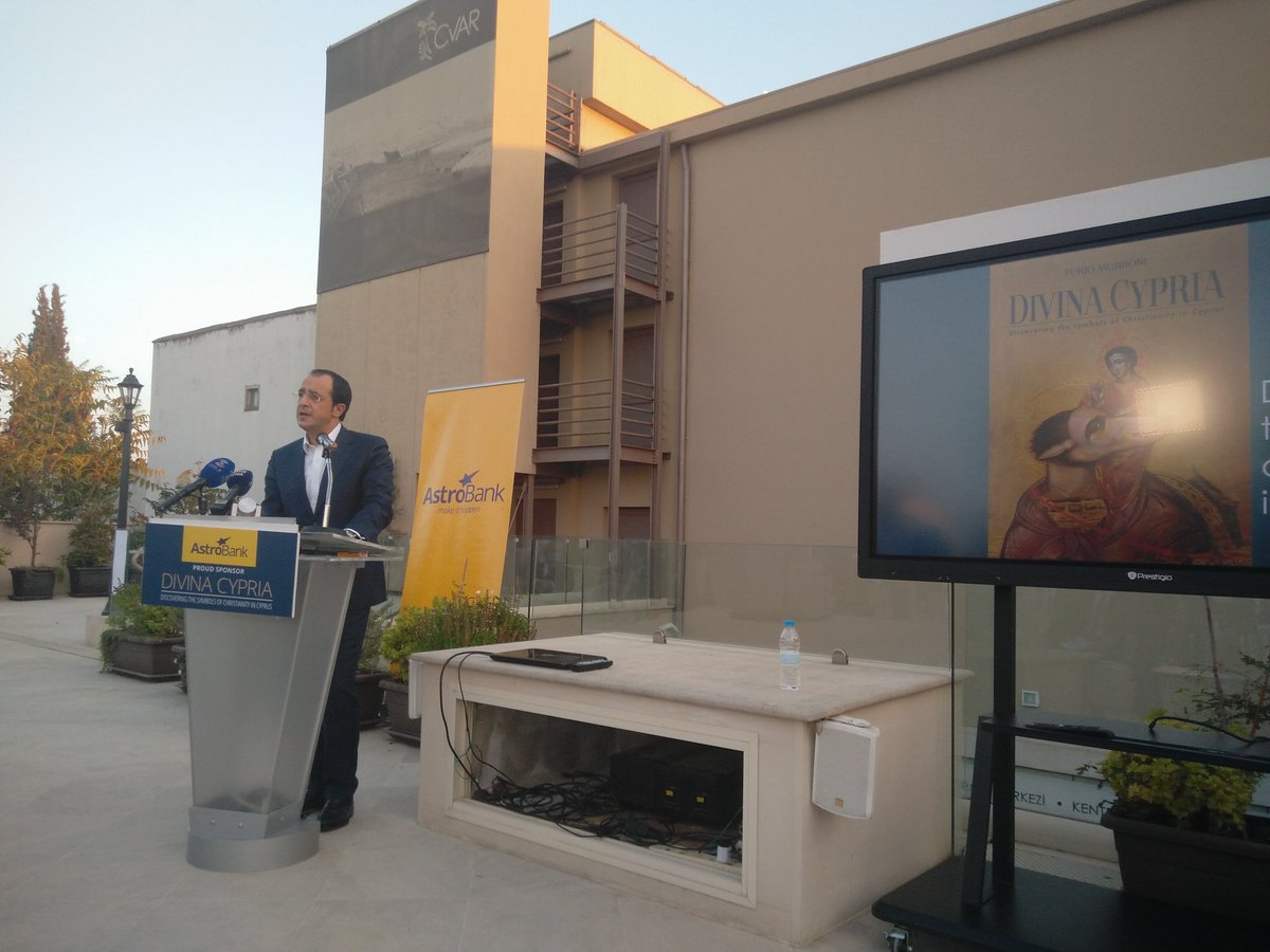 AndreaCav2016's tweet photo. Extremely pleased to take part tonight to book presentation #DivinaCypria by Furio Morroni with 🇨🇾 Foreign Minister @Christodulides
"Discovering the symbols of Christianity in Cyprus" 
Thanks to #AstroBank Chairman Dr. Karam &amp; @cvar_severis
for hosting @ItalyinCyprus @CyprusMFA https://t.co/j0CiGI5DSx