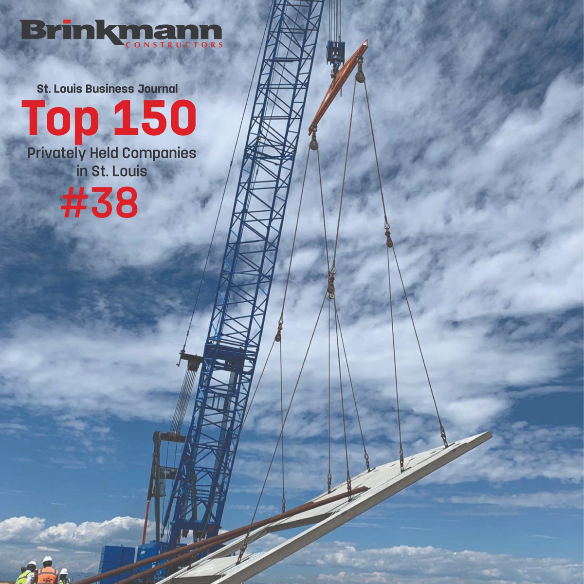 brinkmann_const's tweet photo. Brinkmann is honored to be #38 on the St. Louis Business Journal list of the Top 150 Privately Held Companies in St. Louis. We have been a proud member of this community for 36 years and we're still going strong! #InsightBeyondMeasure https://t.co/k4fPnnFwsY