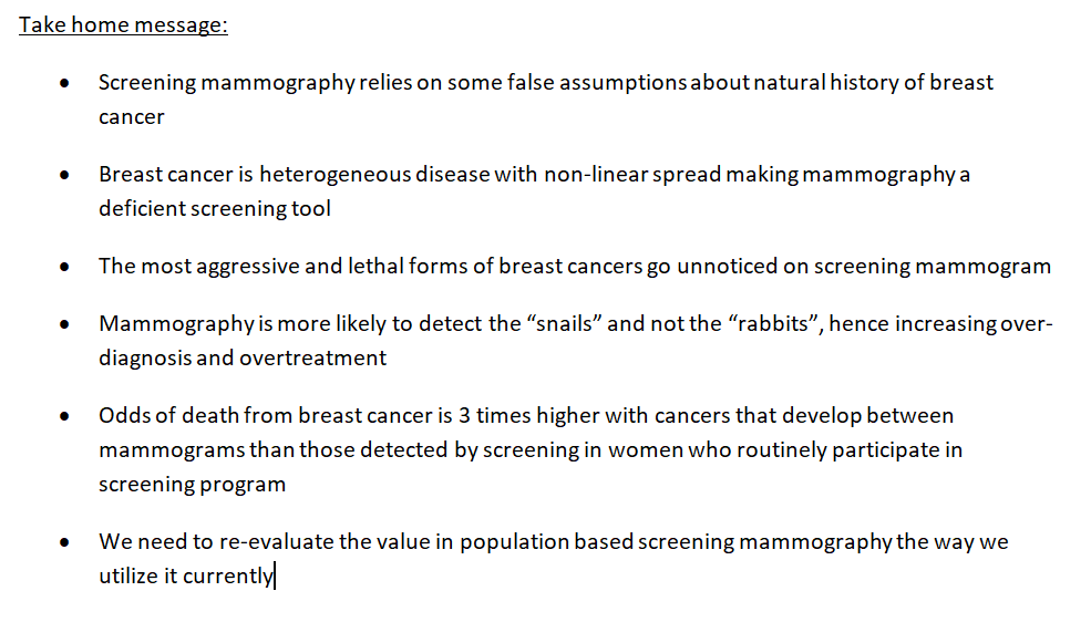 We found that interval cancers were 6 times more aggressive than mammogram detected cancers. Women with interval cancers were also 3 times more likely to die from their breast cancer.