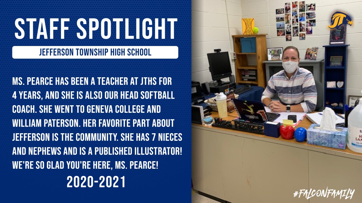 Staff Spotlight: Ms. Pearce #falconpride <a href="/JTHSsoftball/">JTHS Softball</a>