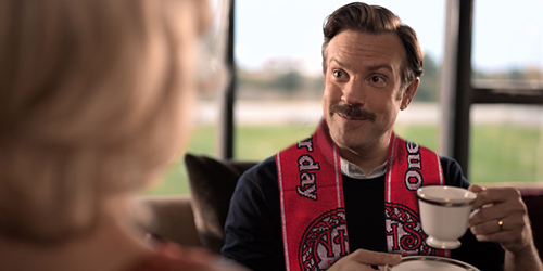 isd492soccer's tweet photo. Ted's so excited for tomorrow's match he almost forgot how much he hates hot brown water... Austin vs. Albert Lea, tomorrow at 3:00. #BeThere #RockYeah #WHoseHouse #ScarfRequest @alhsboyssoccer @jasonsudeikis @AFCRichmond https://t.co/i4pw1S7uJN