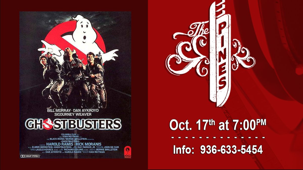 visitlufkin.com/calendar/view/…

After a team of scientists decides to wage a high-tech battle with the supernatural for money. They stumble upon a gateway to another dimension that will release evil upon the city. The Ghostbusters must now save New York from complete destruction.