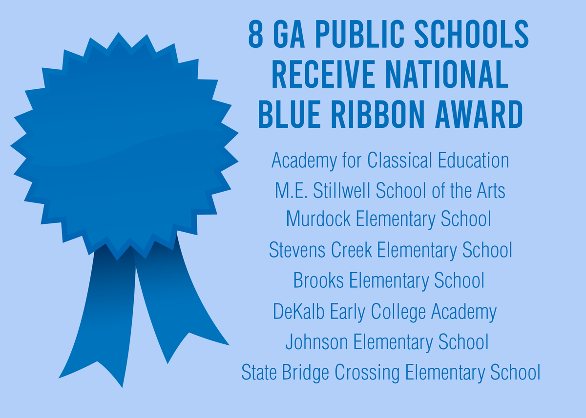 Congratulations to the eight Georgia public schools recognized as 2020 National Blue Ribbon winners! gadoe.org/External-Affai…