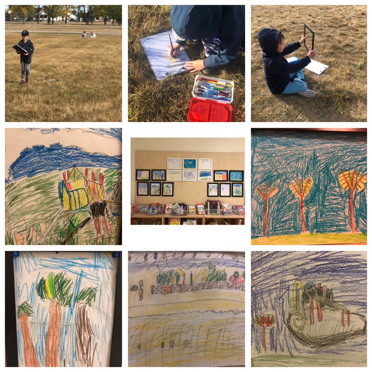 We used picture frames to help us capture “the whole picture” as artists. Check out the beginning of our gallery! #art #learningoutside #sts #rvsed