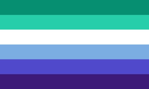 i really like the 6-stripe variant:• it sets it apart from the 7 (or simplified 5) stripe lesbian flag. • there are six stripes in the rainbow flag, originally associated with gay people in the first place, so it would be more immediately recognizable as a “gay man’s flag”.