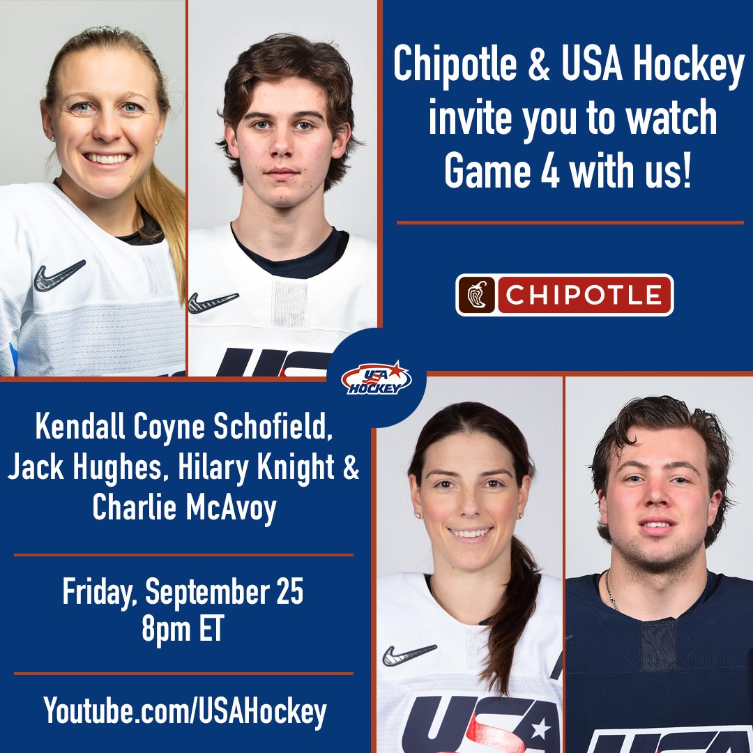 Tune in tonight! <a href="/ChipotleTweets/">Chipotle</a> <a href="/usahockey/">USA Hockey</a>