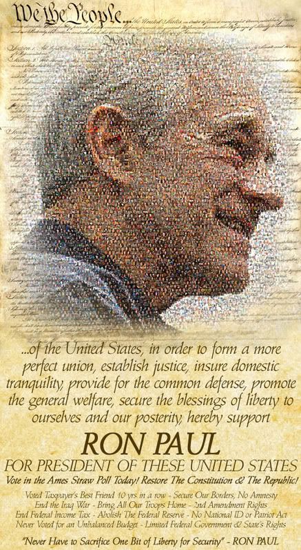 LibertyMaven's tweet photo. I am well-pleased that Ron Paul is doing fine. I'm happy that my photo/contribution was a very small part of this 2007 newspaper "mosaic" ad for the Iowa Straw Poll. It was a very powerful grass-roots effort. #RonsRevolution https://t.co/JlGDkgU0al