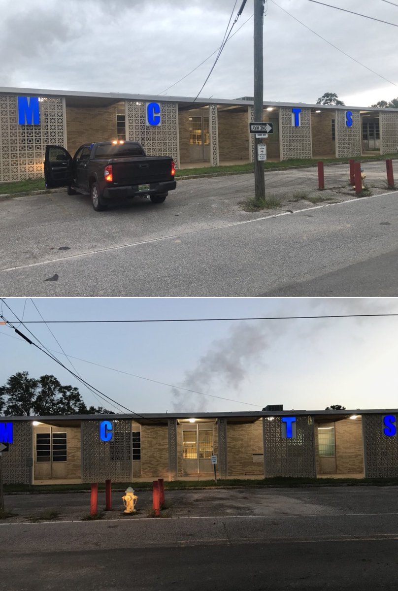 **Special thanks to the Mobile County Training School Alumni Association, President Anderson Flen and it’s graduating classes who gave the resources necessary to secure the “MCTS” Lettering lights for the campus building. #District2 #Progress #WhippetsPride