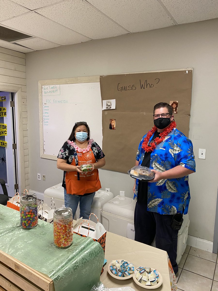 Success sharing spaghetti and Hawaiian shirt day!