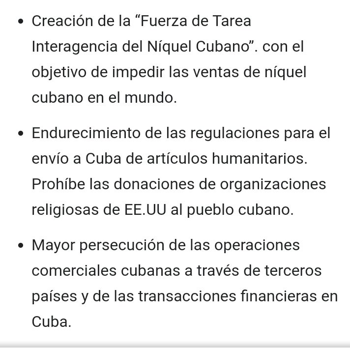 Cuando digo con todo es con todo, los precios del niquel iban bien y esa fue una industria atacada. Al igual que las donaciones humanitarias y todo lo que fuera transacciones o negocios de Cuba. Se lo tomaron muy en serio. Lo de Iberia y lo de los delfines es en el 2004. 6/