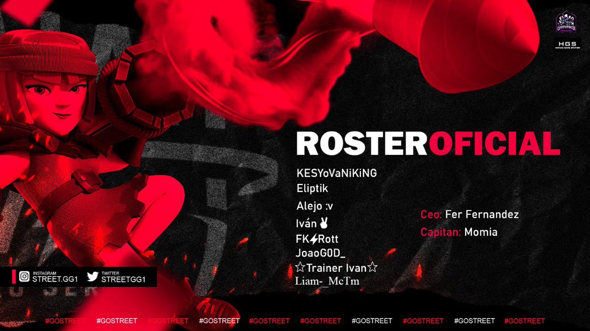 #CR • Roster

Tenemos el agrado de presentarlos

Este es el roster que nos representará en @AGP_Arena darán todo por defender nuestros colores.

#GoStreet