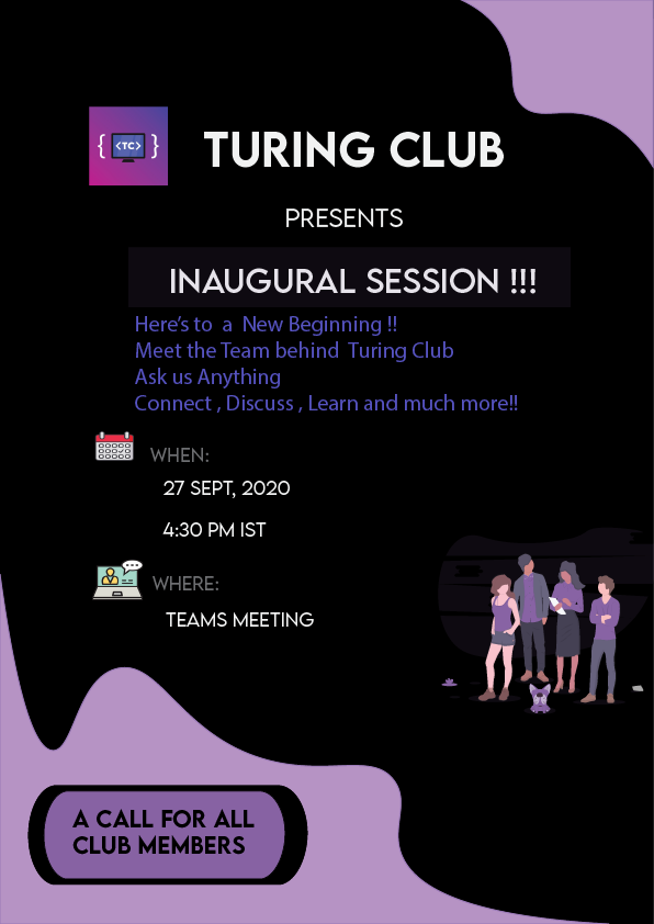 TuringClub's tweet photo. Inaugural Session !!!

Lets all meet

#TuringClub #Meetup https://t.co/5zFnfpw7Pw