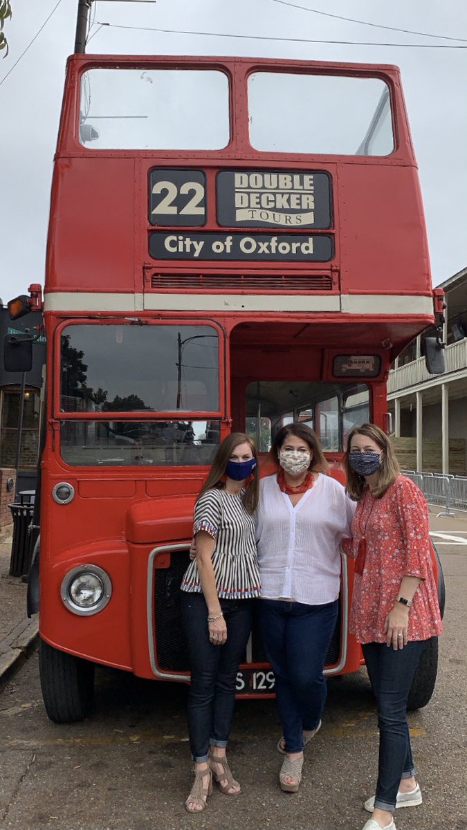 VisitOxfordMS's tweet photo. Happy Friday y’all! The DD bus is parked outside our office til 4 for photos AND outdoor dining is here! 🤩🥳 https://t.co/D3RH0mQ7i4