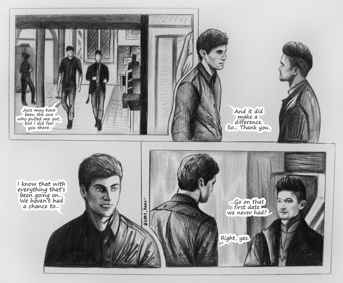 irene_bane's tweet photo. I remembered you liked the Clace-comics so much, so I decided to draw Malec in this way for my design homework😘 #malec #shadowhunters #fanart #art #sketch #comisc #drawing #aleclightwood #magnusbane https://t.co/N1DiB3HPax
