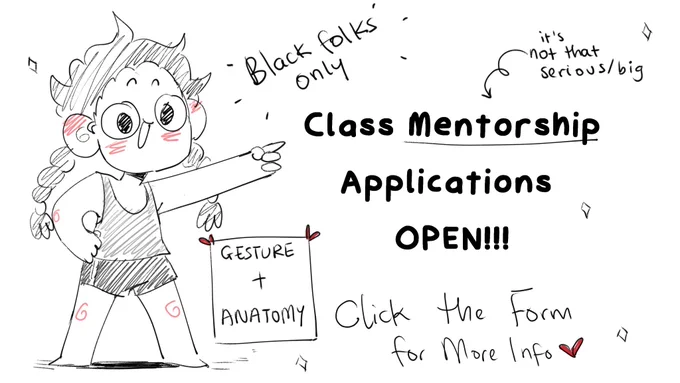[Rts pls?]
***THIS IS FOR BLACK FOLKS ONLY***
Taking on another class of 10 (TEN) to teach figure drawing [includes gesture and anatomy]
More info/apply here: https://t.co/mdRF8M6MZW
Apps close on the 9th Oct!!
Classes will be held on Discord so make sure you have an account! 