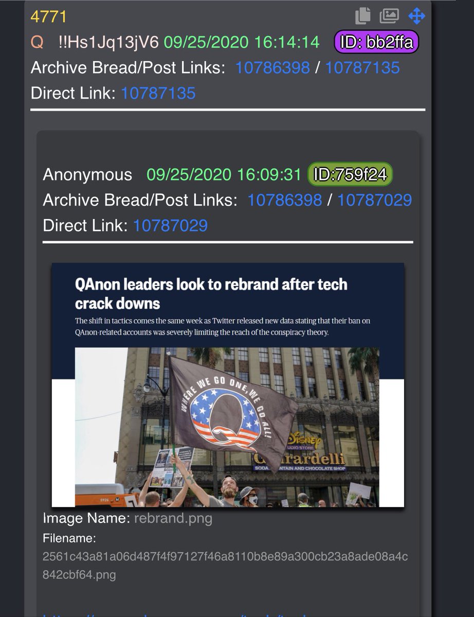 4771 https://www.nbcnews.com/tech/tech-news/qanon-leaders-look-rebrand-after-tech-crack-downs-n1241125The shift in tactics comes the same week as Twitter released new data stating that their ban on QAnon-related accounts was severely limiting the reach of the conspiracy                OVER THE TARGET.Q