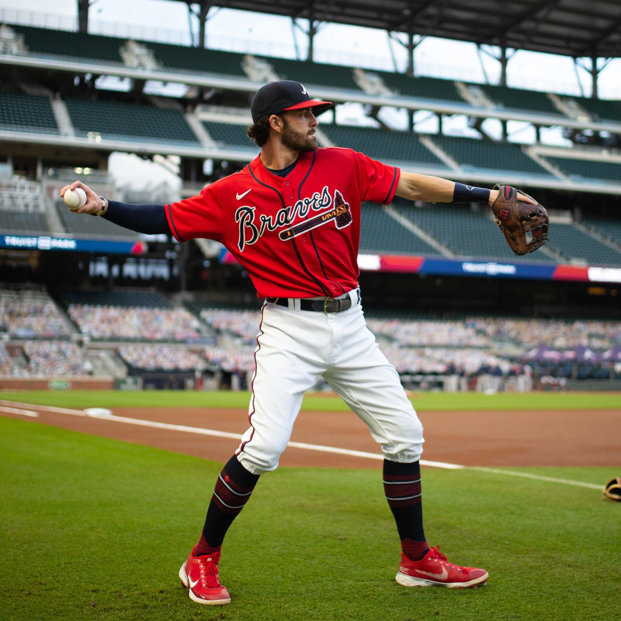 dansby swanson braves red jersey