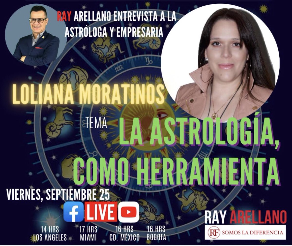 MiraTusEstrella's tweet photo. Amigos hoy estaré en vivo con mi amigo Ramon Arellano hablando de #Astrología 5pm hora Miami #YouTube 
Aquí les dejo el enlace para YT: https://t.co/f4beLzzfu3 https://t.co/zU89FhE8Wf