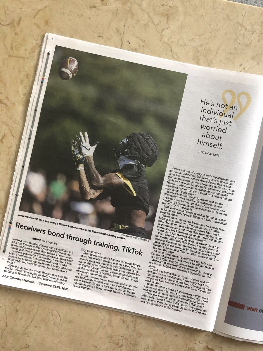In this issue,  @maxbaker_15 writes about two new   #Mizzou receivers and the bond they share — and how they ended up training with James Harden. Read it here:  https://www.columbiamissourian.com/sports/ti...