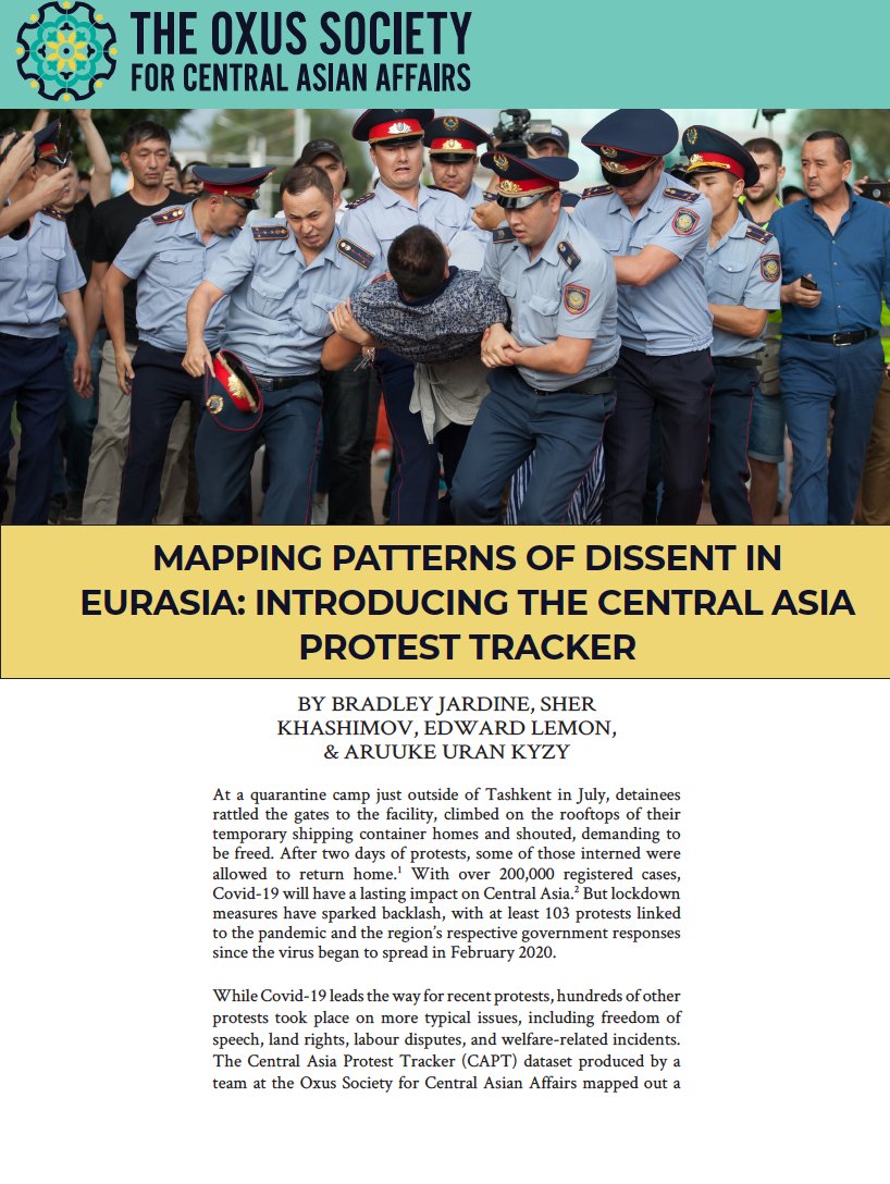 Putting the finishing touches on our first report based on the Central Asia Protest Tracker- a dataset of 980 protests in the region since 2018. The interactive protest map and this report on the preliminary findings will be released on Monday.
