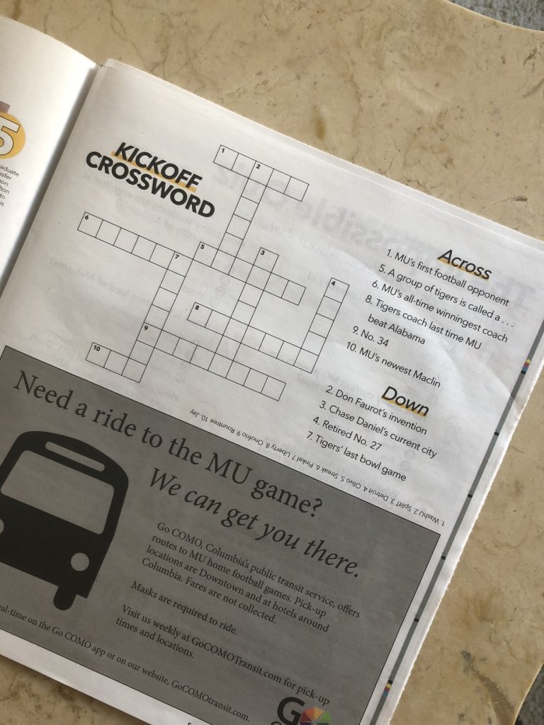 If you pick up a print copy, you can try your hand at the brand new Kickoff Crossword. I had the most fun making the Impossible Quiz, which  @morgansmithnews spent hours getting just right on the page, and which you can take online:  https://www.columbiamissourian.com/sports/tiger_kickoff/impossible-quiz-week-1-alabama/article_159134f8-fed7-11ea-a3ab-87b3965c61dc.html