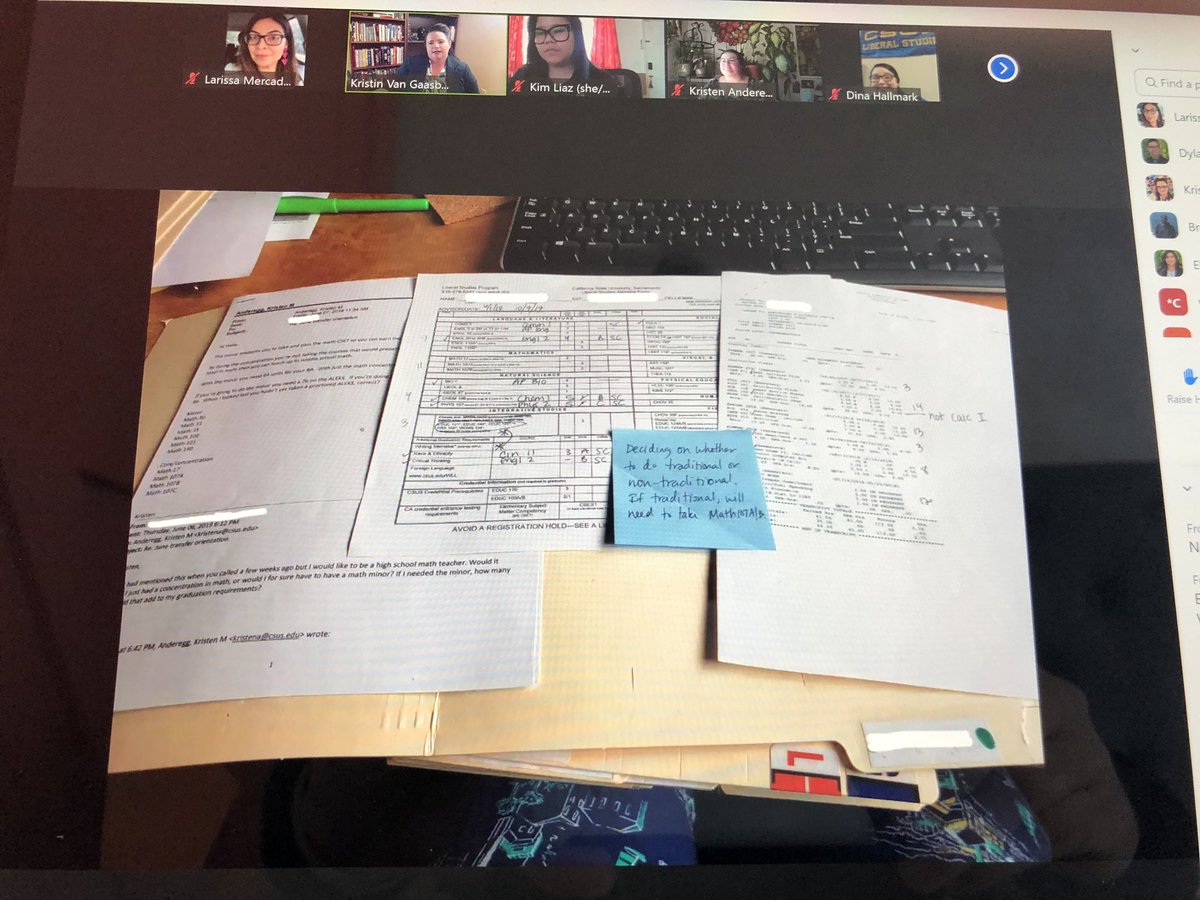 LMercadoLopez's tweet image. The @sacstate liberal studies program advising team shows us the “advising before COVID” picture as they explain how they shifted liberal studies advising online! #CSUStudentSuccess2020 #CSUStudentSuccessNetwork #CSUStudentReady