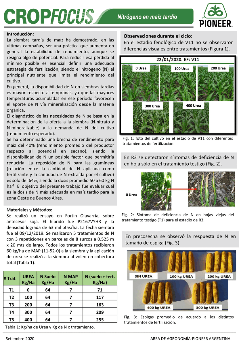 PioneerSemillas's tweet photo. ✔️Nuevo informe #CropFocus: 🌽Fertilización nitrogenada en maíz tardío.
#HechoParaCrecer #Semillas #Maiz https://t.co/Dimr97hlzJ