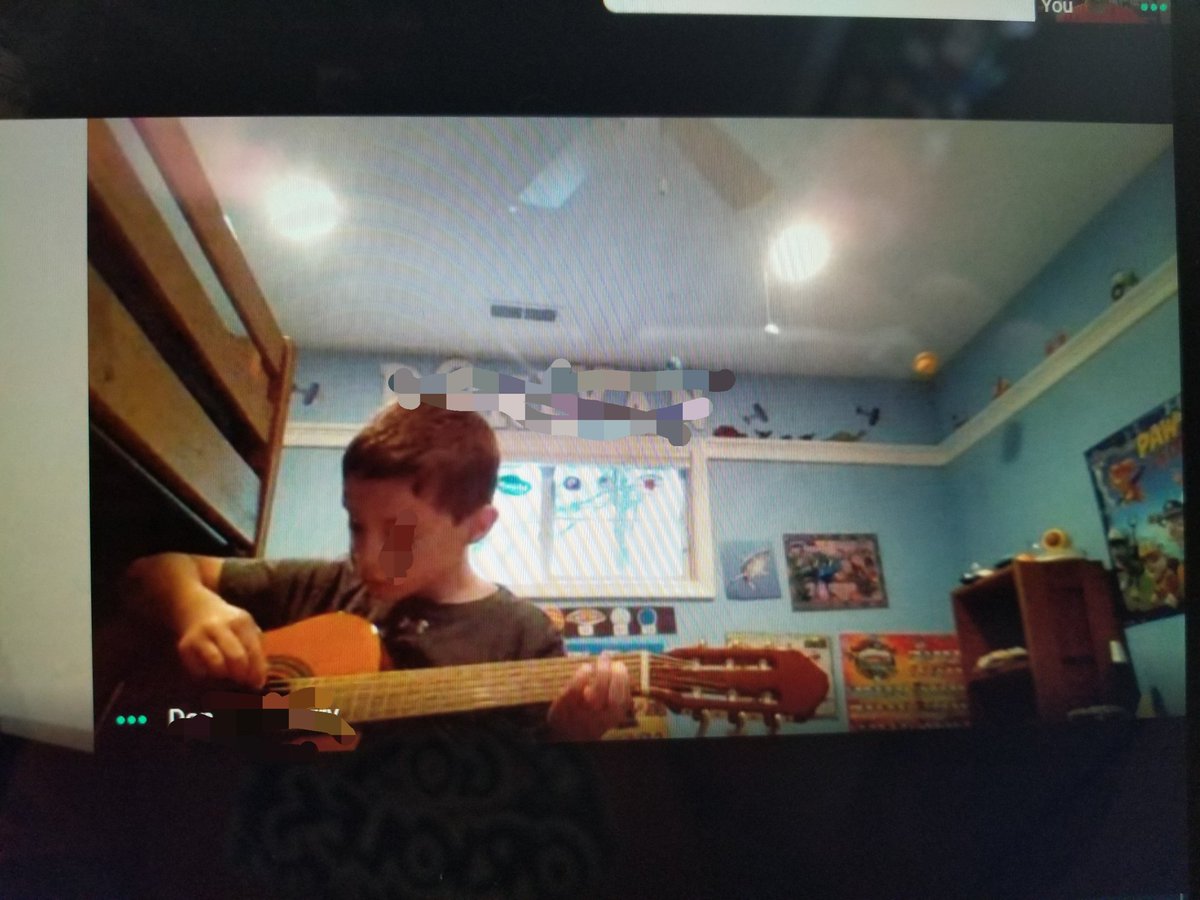 Waited until everyone else logged off for the day to show off his guitar skills! These 3rd grade scholars continue to amaze me! <a href="/PineGrove_BCPS/">Pine Grove Elementary</a>