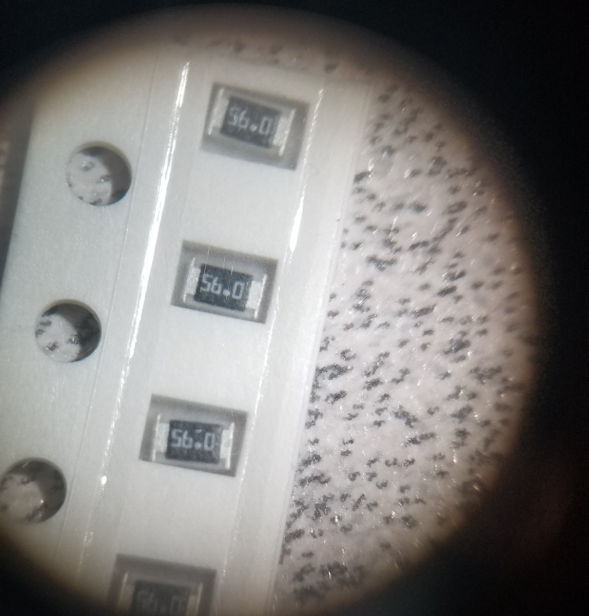 You know you're having a good day when you have the microscope out so you can sort some smd resistors that got mixed up