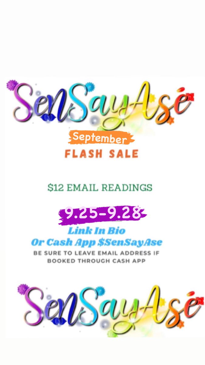 SenSayAse's tweet photo. 👉🏽Interested in a short reading outside of the the lives? 

🧐Never had one and want to see how it gets? 

✔️You’ve had my services and want to do a check in? 

Get a $12 flash reading! 🚨Flash Sale has been posted on the booking site. 

🚨With Flash sales, time and day are not https://t.co/J9HgS7AZW2