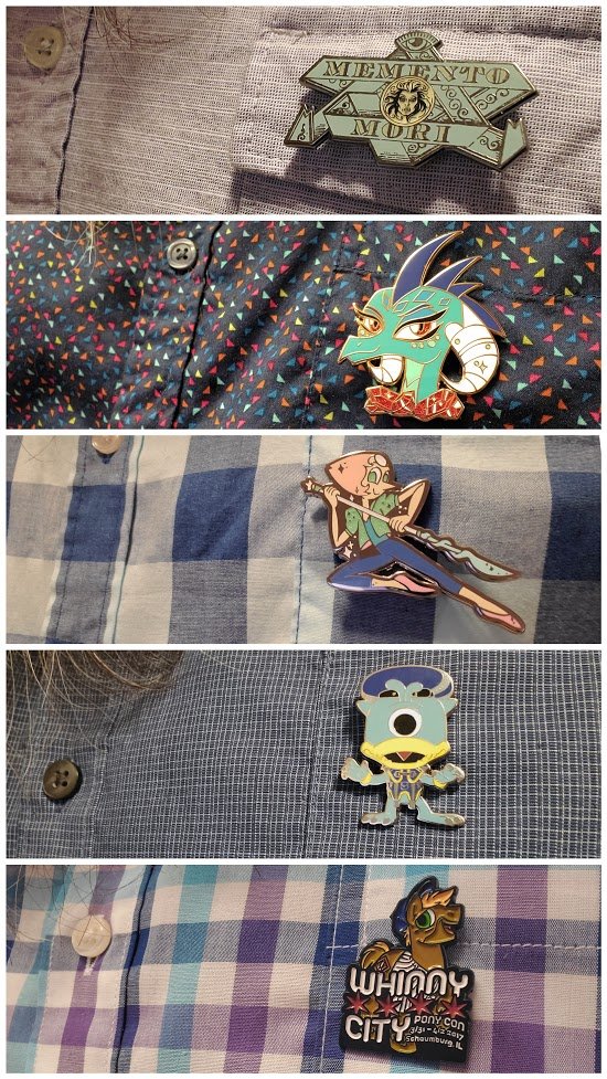 TekCharlie's tweet photo. #ThisWeekInPins
M: Memento Mori Madame Leota Banner from #DisneyWorld
Tu: Princess Ember by @SophieAScruggs, a gift from @Coasterbrony
W: Pearl also by Sophie
Th: Loungefly - Funko Pop! - Kingdom Hearts 3 - Mystery - Monster Donald
F: Hoof Work pin from #WCPC17 by @Sciggles https://t.co/YmFienR0gX