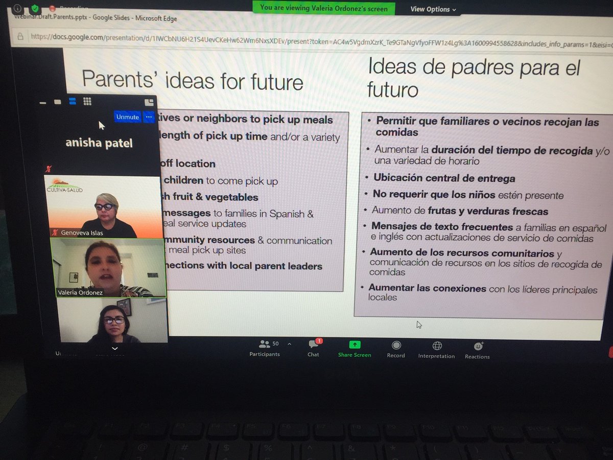 Thanks to all the parents from the San Joaquin Valley who joined us to discuss the role of schools in addressing food insecurity during COVID-19.<a href="/CultivaLaSalud/">Cultiva La Salud</a> @UCnpi @ceahecht <a href="/DoloresHuertaFD/">Dolores Huerta Foundation</a> <a href="/vale1479/">Valeria Ordonez</a> <a href="/kenhecht/">Ken Hecht</a>  @StanfordPedsAdv  <a href="/Voices4HK/">VoicesForHealthyKids</a> <a href="/SHFCalifornia/">Sierra Health Fdn</a>