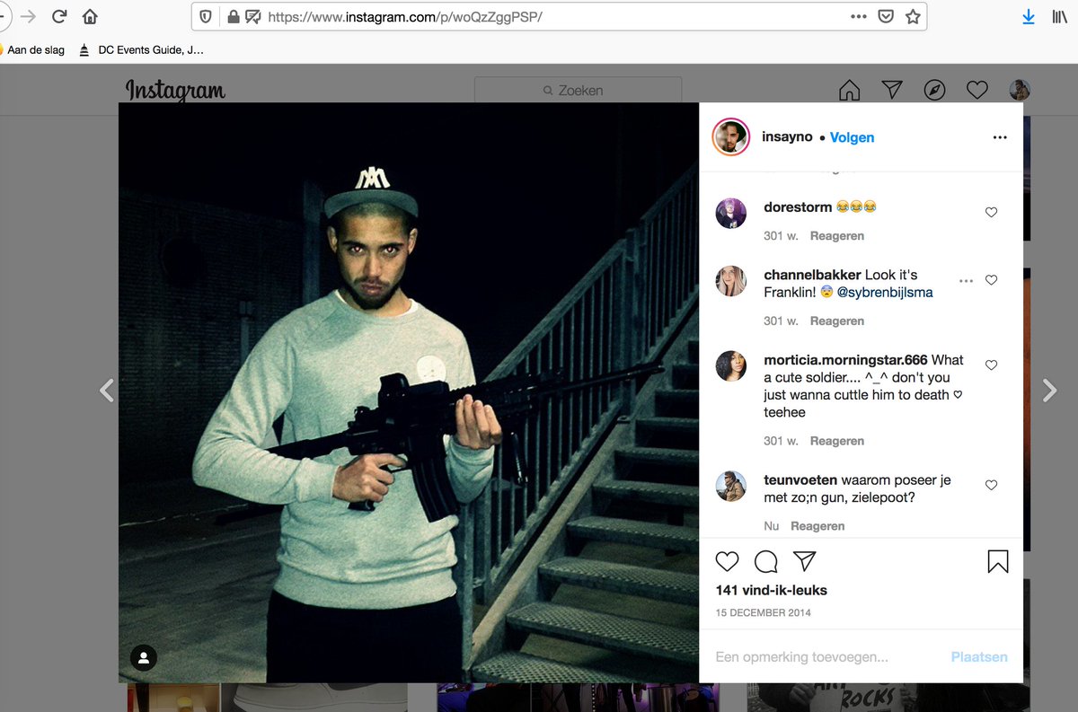 teunvoeten's tweet photo. Hi friends fr #Military #GunExperts #Army
can some identify gun Dutch rap 'artist' @Insayno is posing with? AR-15? M-16?
This individual was nominated city poet by @gemeentehaarlem, after anti-semitic, sick #AnneFrank Jokes, #Bataclan denying tweets surfaced, he was fired. https://t.co/cr3pkavnFK