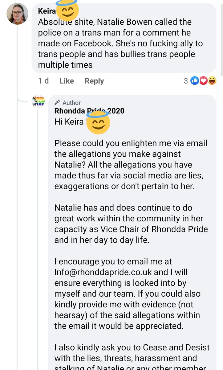 Apparently everything I've been saying is lies, exaggerations or don't pertain to the HEAD of Rhondda Pride. They know full well this thread exists but claim there's no evidence of what they've been called out on. Absolute bullshit