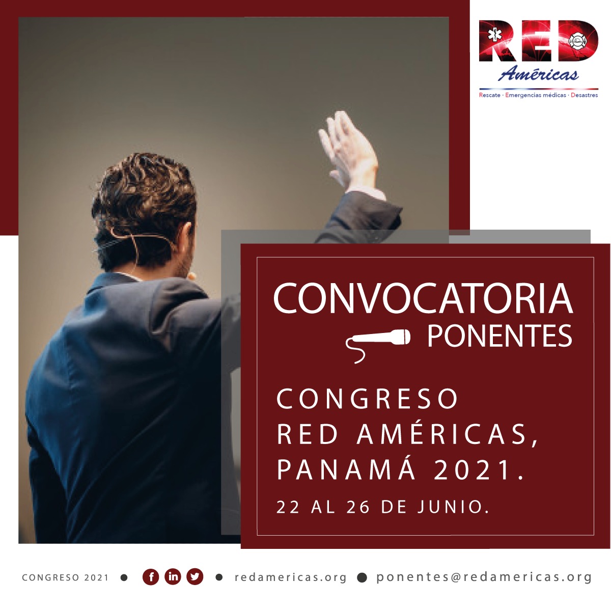 CONVOCATORIA #REDAméricas2021 | abrimos nuestra convocatoria para ponentes en los temas de #Rescate #EmergenciasMédicas y #Desastres para nuestro evento en junio del 2021. 

Aplica en: bit.ly/REDponentes2021
.
.
#CongresoRED #Panamá2021 #emergencias #profesionalesSEM #desastres