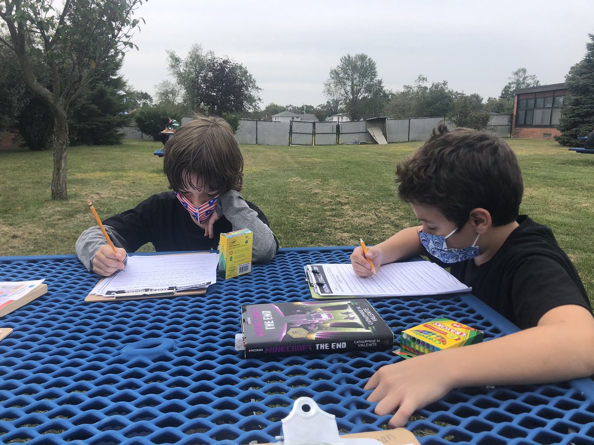 kdeanteacher's tweet photo. Of all the strange things about this school year my FAVORITE is all of the opportunities for outdoor learning! #teachNB #school2020 @nbschools https://t.co/qBheJ7agmO