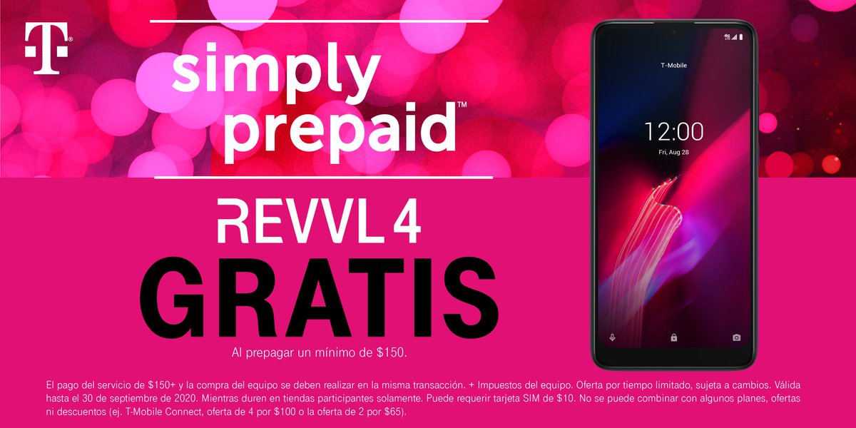 En T-Mobile tenemos el plan prepago y el smartphone que estabas buscando. Llévate el REVVL 4 GRATIS, al prepagar un mínimo de $150 en un plan prepago elegible. 

✔️ Coordina una cita llamando al 1-877-866-5690 para visitar una de nuestras tiendas.